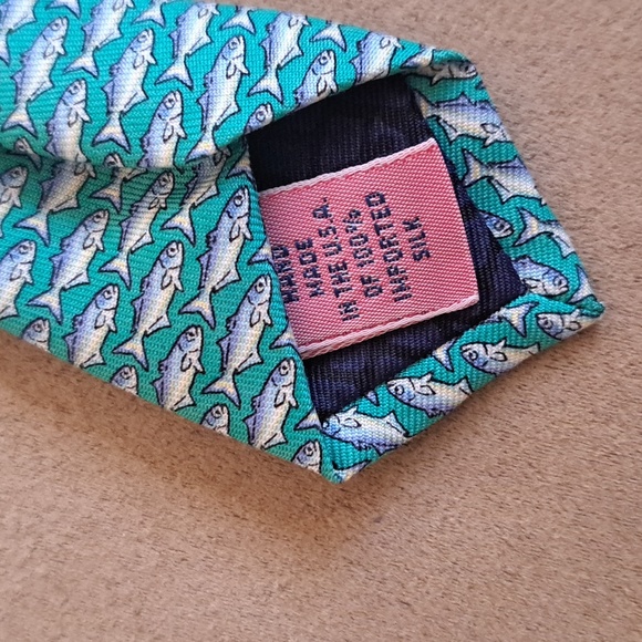 Vineyard Vines Mens Fish Tie. Torquoise Excellent - Picture 4 of 5